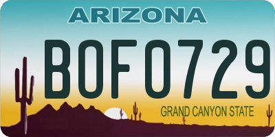 AZ license plate BOF0729