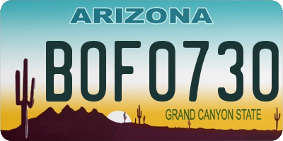 AZ license plate BOF0730