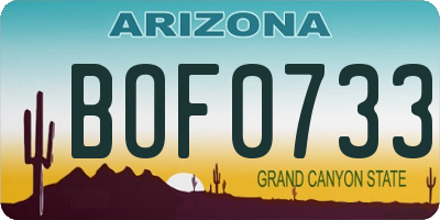 AZ license plate BOF0733
