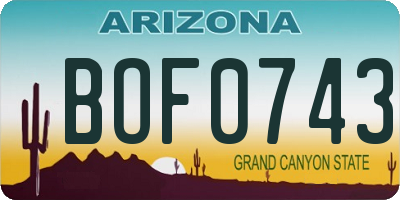 AZ license plate BOF0743