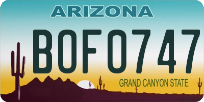 AZ license plate BOF0747