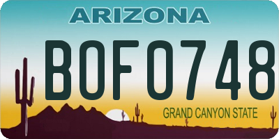 AZ license plate BOF0748