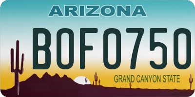 AZ license plate BOF0750
