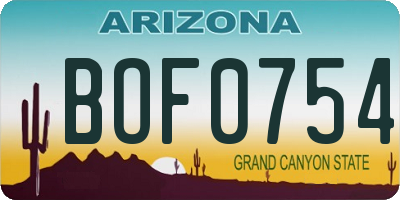 AZ license plate BOF0754
