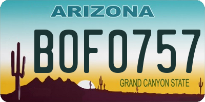 AZ license plate BOF0757