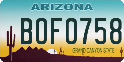AZ license plate BOF0758
