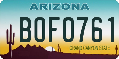 AZ license plate BOF0761