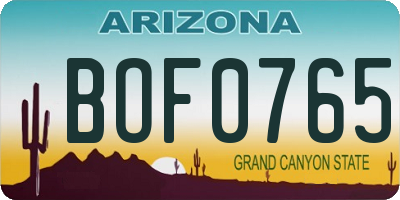 AZ license plate BOF0765