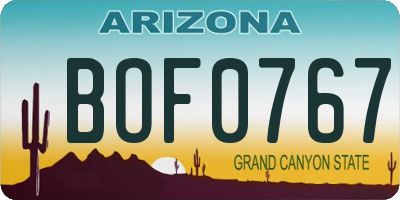 AZ license plate BOF0767
