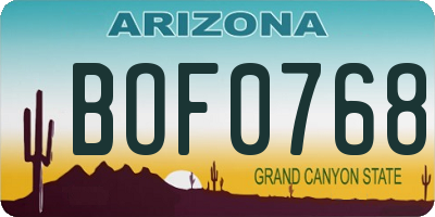 AZ license plate BOF0768