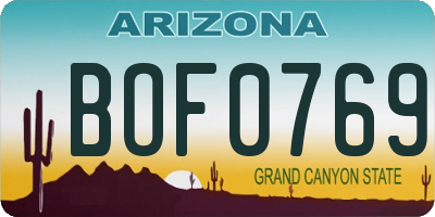 AZ license plate BOF0769