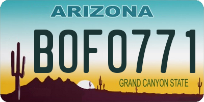 AZ license plate BOF0771