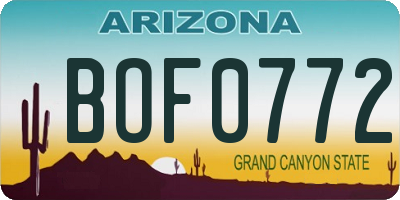 AZ license plate BOF0772