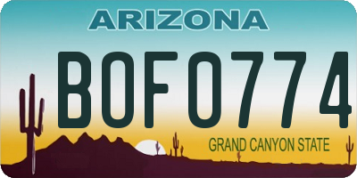 AZ license plate BOF0774