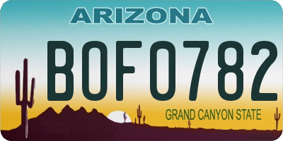 AZ license plate BOF0782