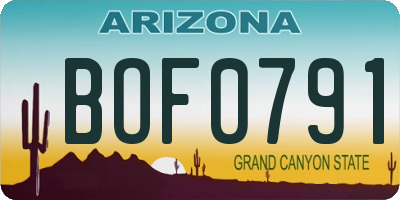 AZ license plate BOF0791