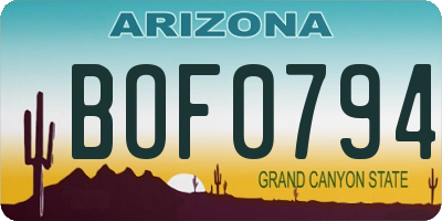 AZ license plate BOF0794