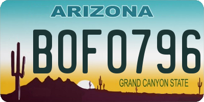 AZ license plate BOF0796