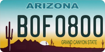 AZ license plate BOF0800