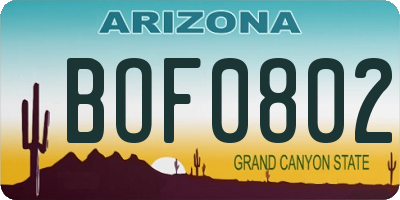 AZ license plate BOF0802