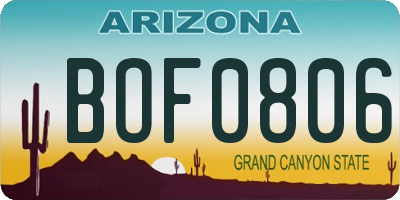 AZ license plate BOF0806
