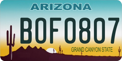 AZ license plate BOF0807