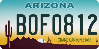 AZ license plate BOF0812