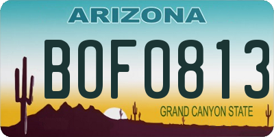 AZ license plate BOF0813