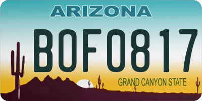 AZ license plate BOF0817