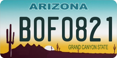 AZ license plate BOF0821
