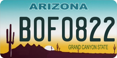 AZ license plate BOF0822