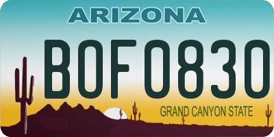 AZ license plate BOF0830