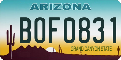 AZ license plate BOF0831