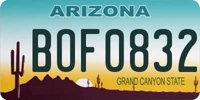 AZ license plate BOF0832