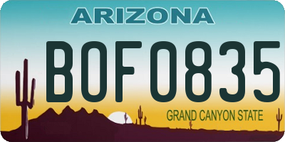 AZ license plate BOF0835