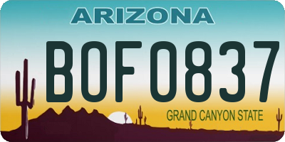 AZ license plate BOF0837