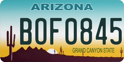 AZ license plate BOF0845