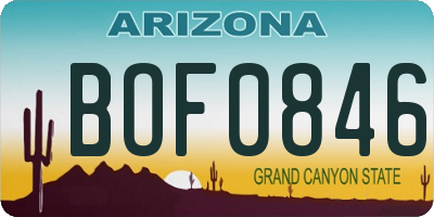 AZ license plate BOF0846