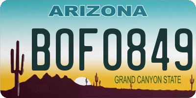 AZ license plate BOF0849