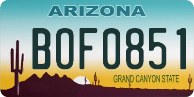 AZ license plate BOF0851