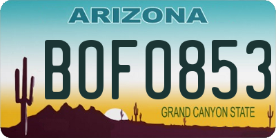 AZ license plate BOF0853