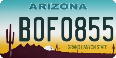 AZ license plate BOF0855