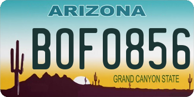 AZ license plate BOF0856