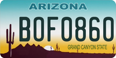 AZ license plate BOF0860