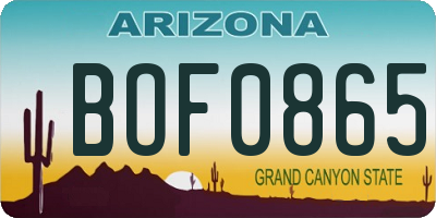 AZ license plate BOF0865