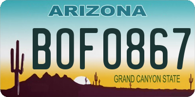 AZ license plate BOF0867
