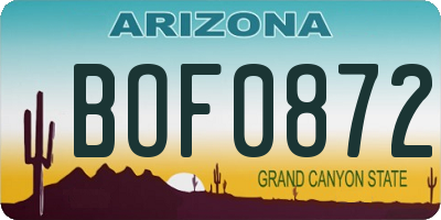 AZ license plate BOF0872