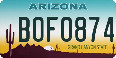 AZ license plate BOF0874