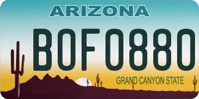 AZ license plate BOF0880