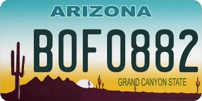 AZ license plate BOF0882